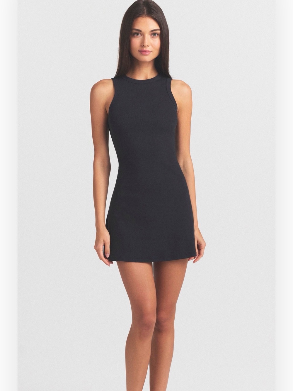 SKIMS Black Sleeveless High-Neck Mini Dress